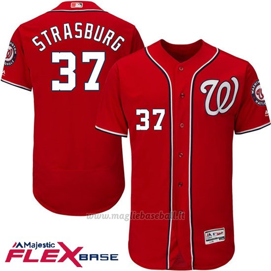 Maglia Baseball Uomo Washington Nationals Roberto Alomar Rosso Flex Base Autentico Collezione